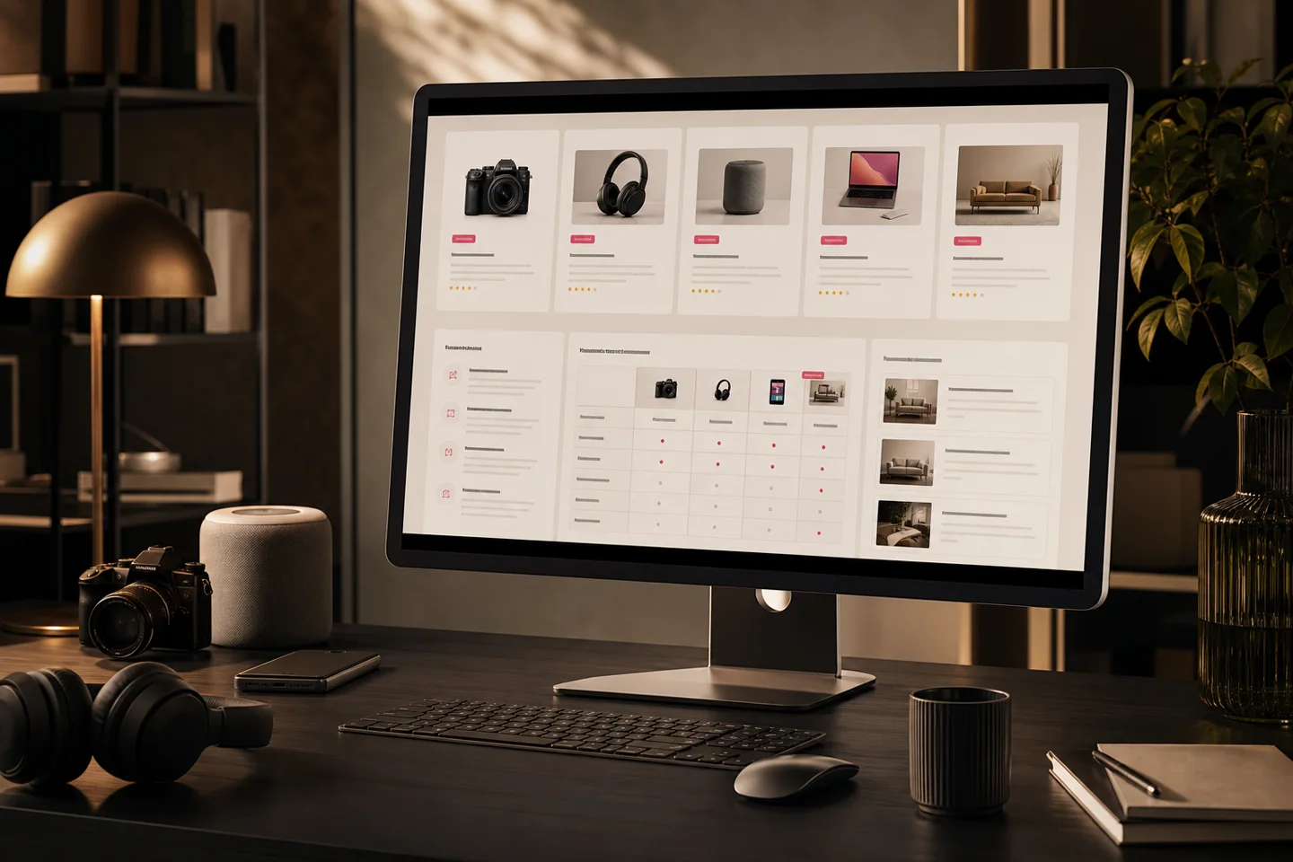 Editorial representation of the Reviews IA buyer-guide publishing system